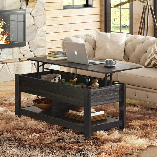 Center Table Salon Wood Lift Tabletop for Home Living Room